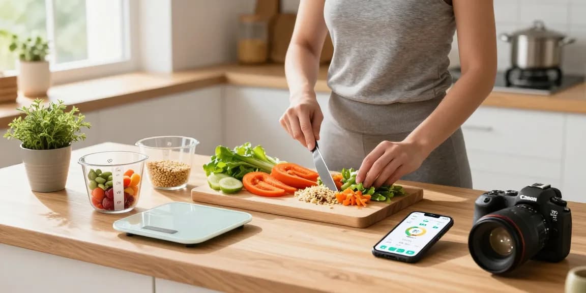 Preparing a healthy meal using the best calorie tracking apps for accurate nutrition.