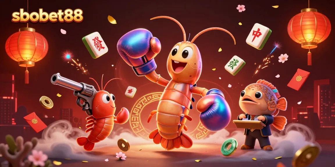 Experience the thrill of sbobet88 with dynamic gambling scenes featuring lively characters and rich casino elements.