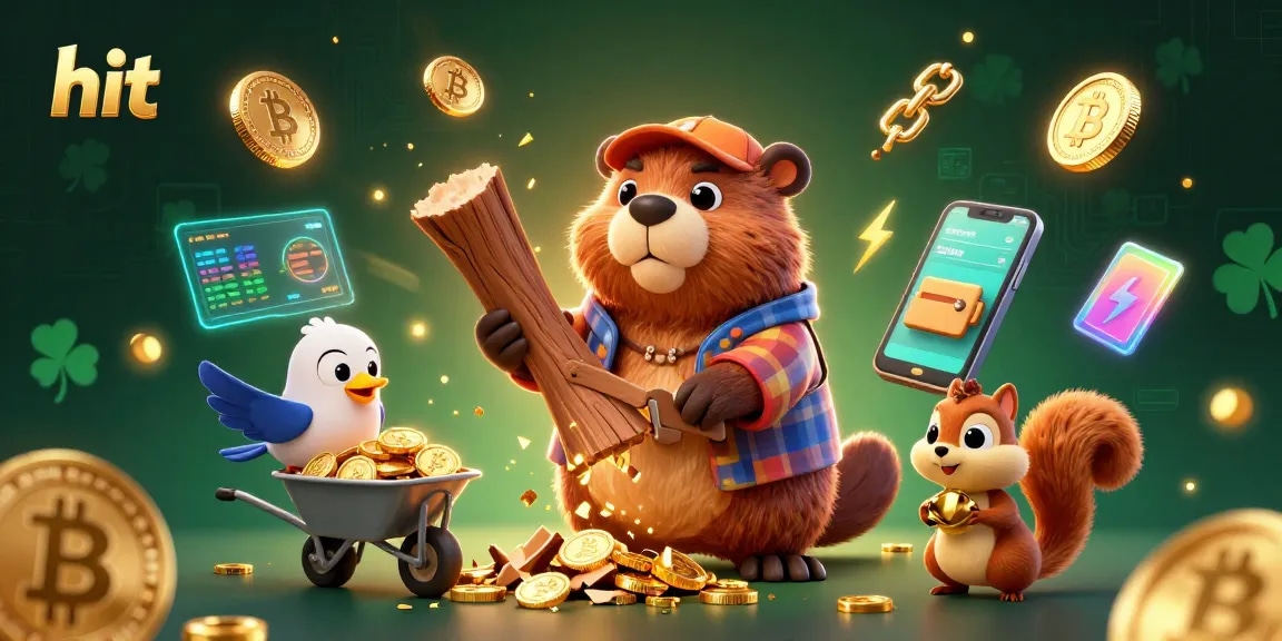 Hit big with a lumberjack beaver chopping a coin tree in this vibrant 3D casino scene.