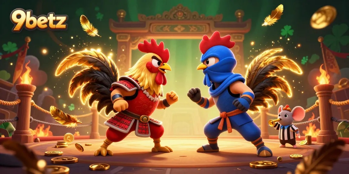 Experience thrilling action with 9betz in a dynamic rooster showdown, featuring samurai and ninja.