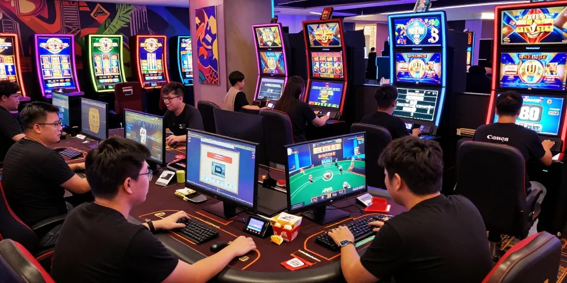 Players enjoying diverse games on situs raja328, showcasing vibrant online gambling atmosphere.
