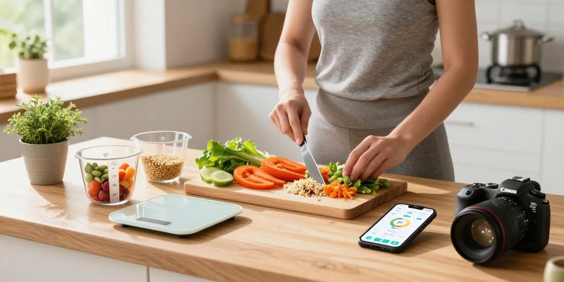 Preparing a healthy meal using the best calorie tracking apps for accurate nutrition.