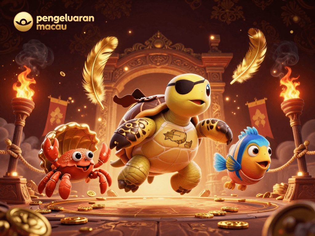 Experience exciting pengeluaran macau predictions with vibrant casino characters and treasure elements in this dynamic illustration.