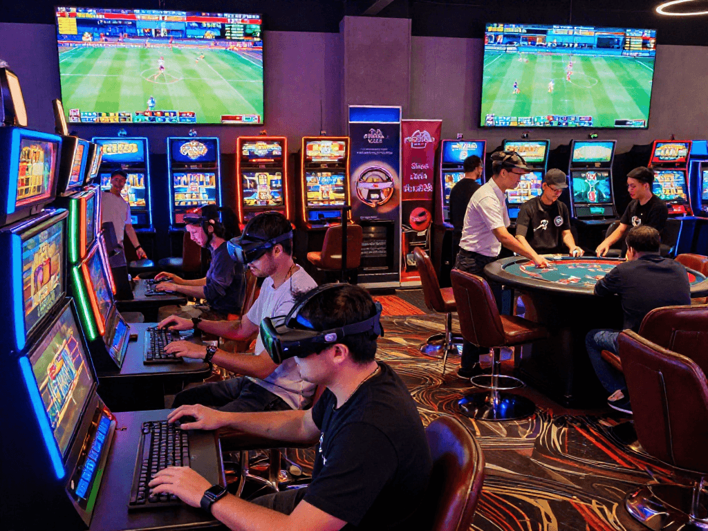 Situs raja328 gaming experience with diverse players enjoying vibrant casino atmosphere.