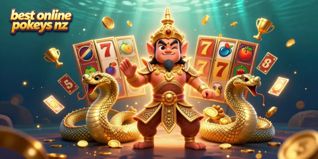 Spin the reels as you discover the best online pokies nz in this vibrant 3D casino illustration.