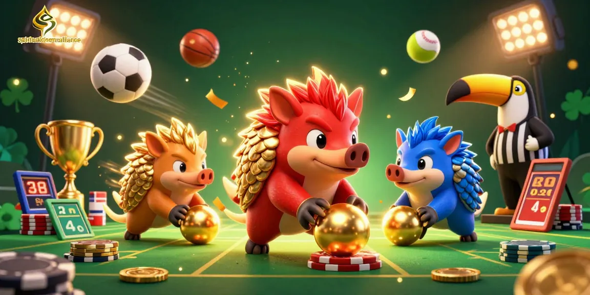 Experience thrilling gameplay with spiritualcinemaalliance as pangolins roll golden balls through poker chip stacks.