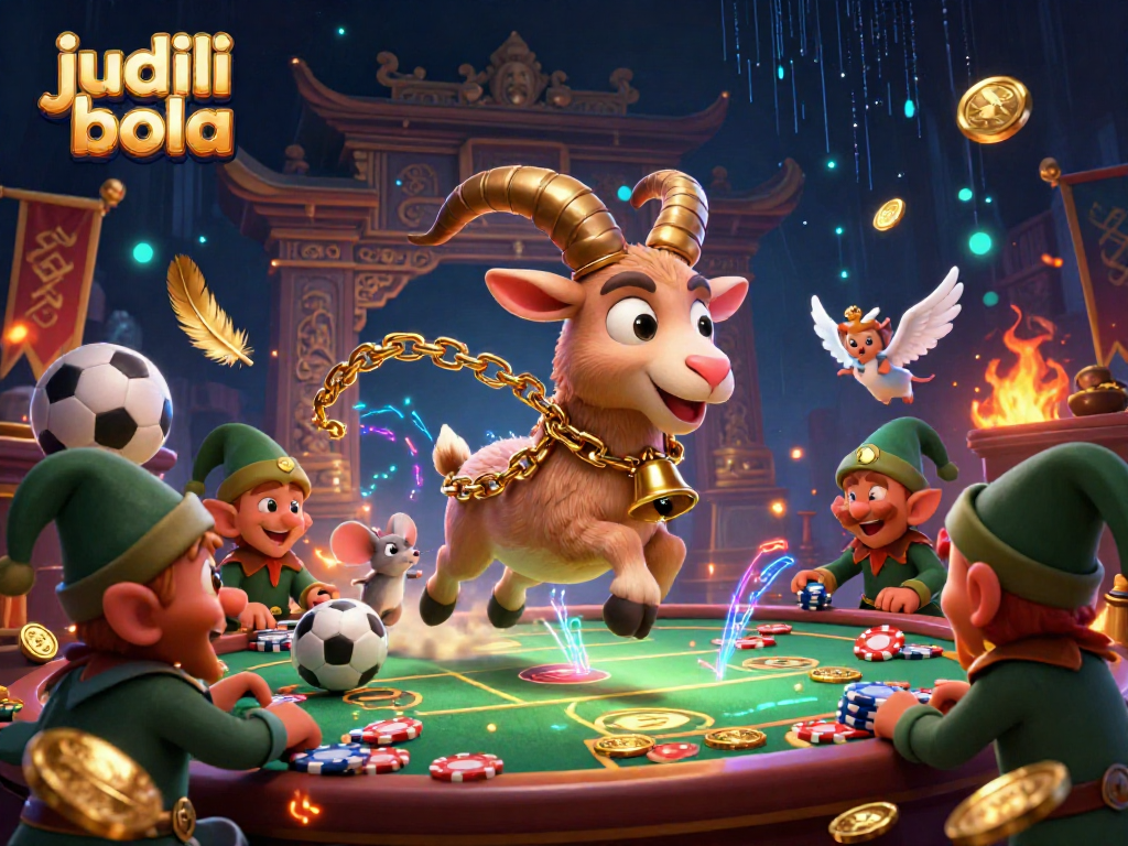 Engage in judi bola excitement with a vibrant sports betting casino scene featuring characters and dynamic elements.