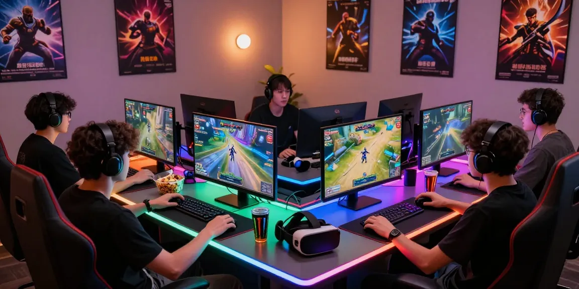 Exciting online gaming session at https://rokok88.us with diverse players, immersive tech, and vibrant visuals.