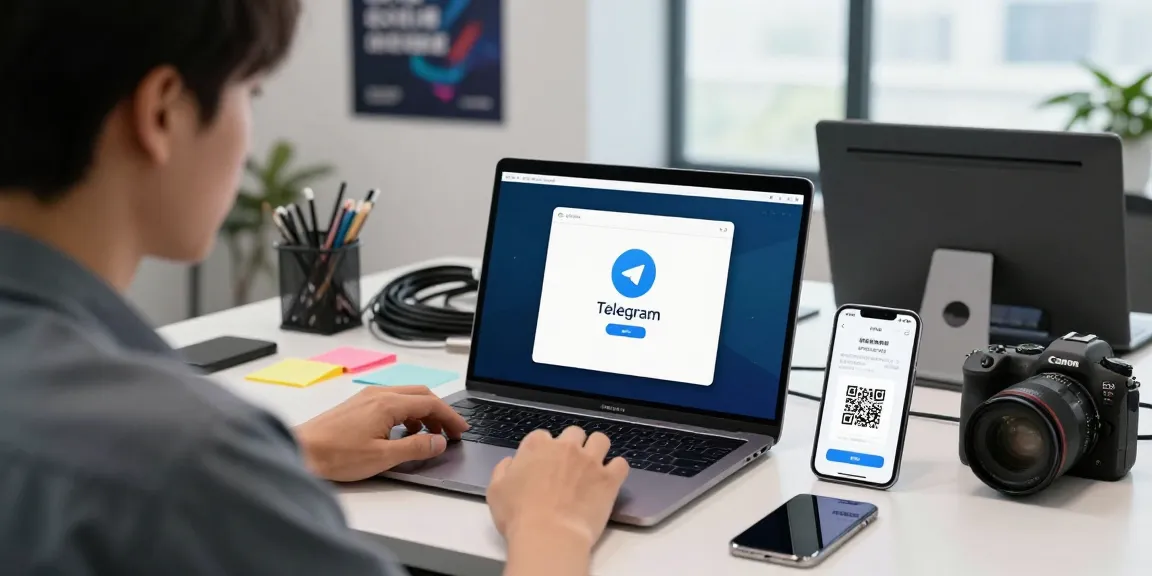 Installing Telegram China install guide on laptop with Chinese language settings visible.