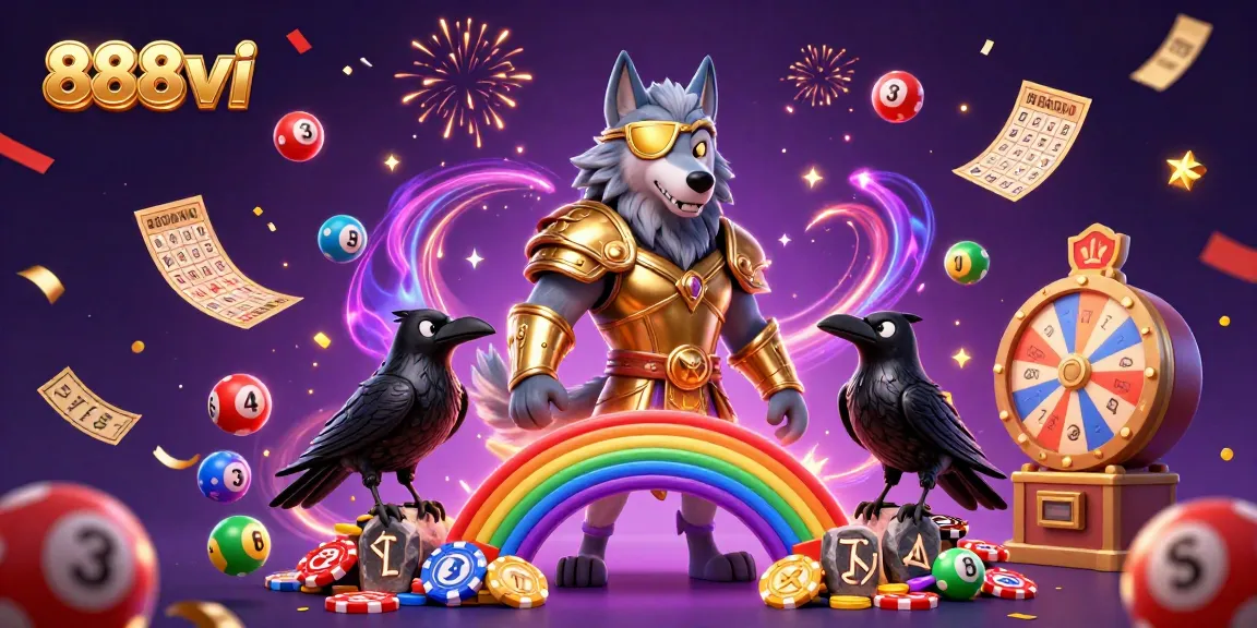Experience the excitement of 888vi with dynamic lottery and gaming elements celebrating wins.