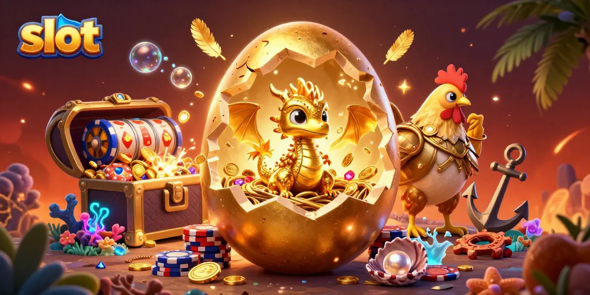 Menangkan slot dengan naga emas yang duduk di atas tumpukan chip poker di bawah lautan berkilau.
