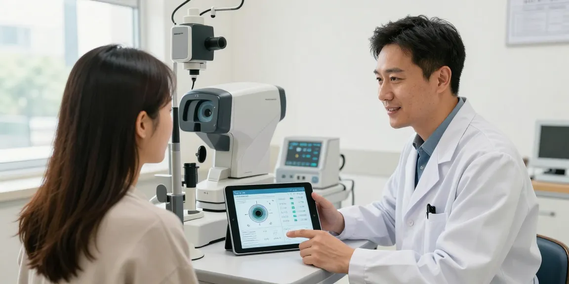 Consultation at SNU Eye Clinic discussing Хараазасахмэсзасал for personalized vision correction.