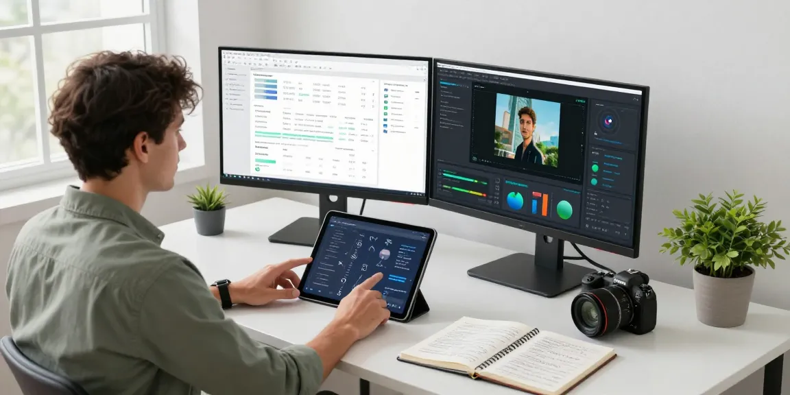 Professional workspace showcasing how to detect ai image with advanced analytics software and a data analyst focused on real-time AI detection.