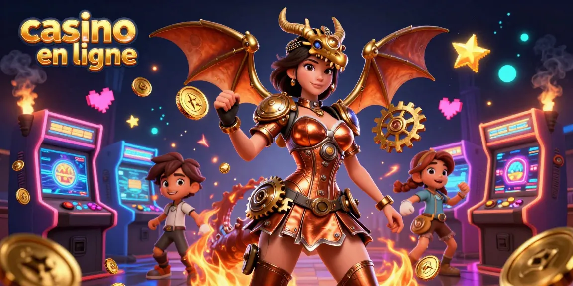 Interagissez avec le casino en ligne à travers des jeux et des personnages 3D vibrants dans une illustration numérique passionnante.