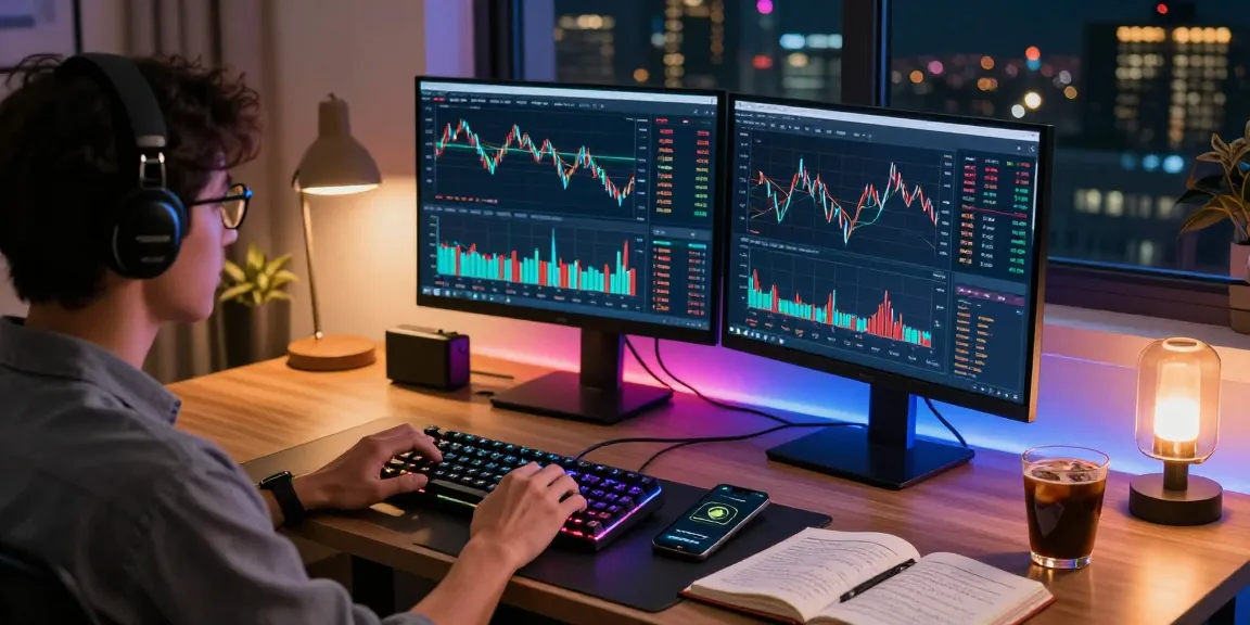 Cricbet99 interactive cryptocurrency trading scene showcasing dynamic screens with Bitcoin and Ethereum graphs, decentralized finance tools, and trading strategy notes.