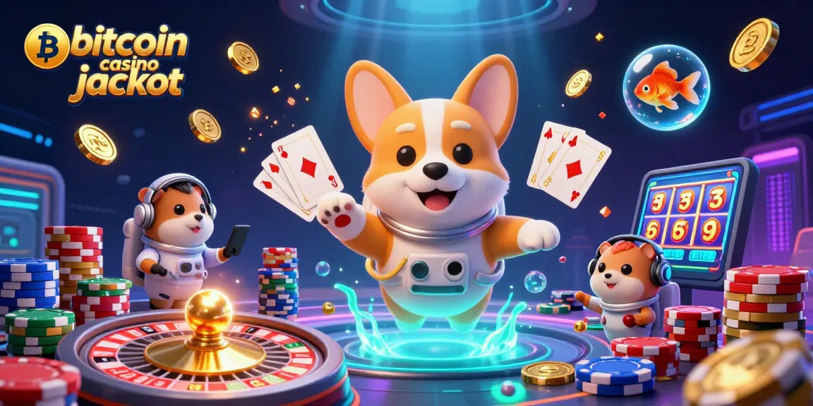 Experience the excitement of bitcoin casino jackpot slots with fun characters in a vibrant casino atmosphere.