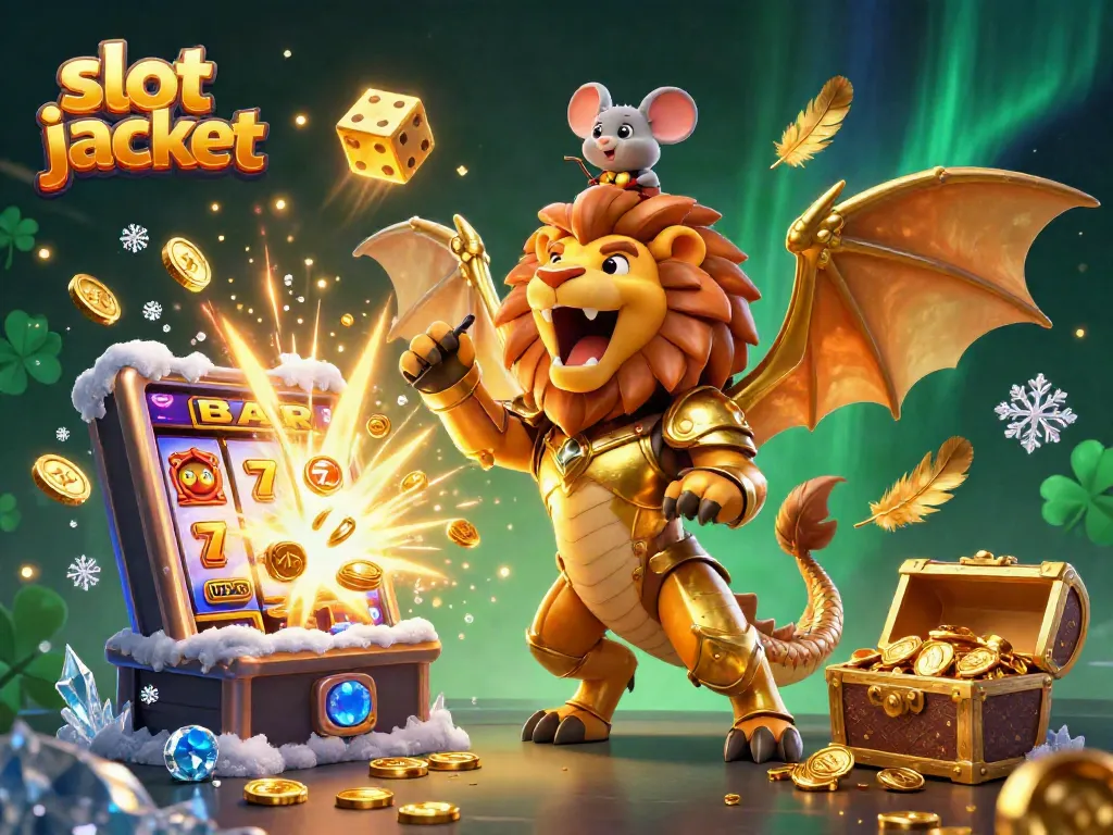 Experience the thrill of slot jackpots in this vibrant 3D scene with dynamic casino elements.