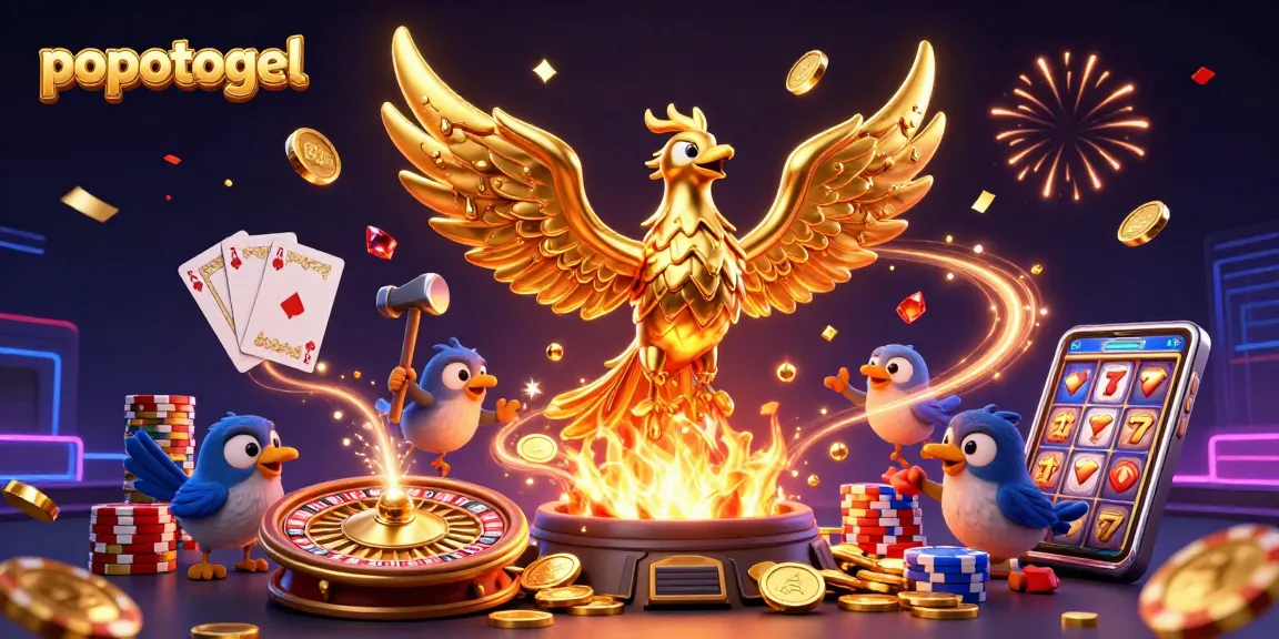 Experience thrilling wins with popotogel as the golden phoenix emerges in a vibrant casino scene.