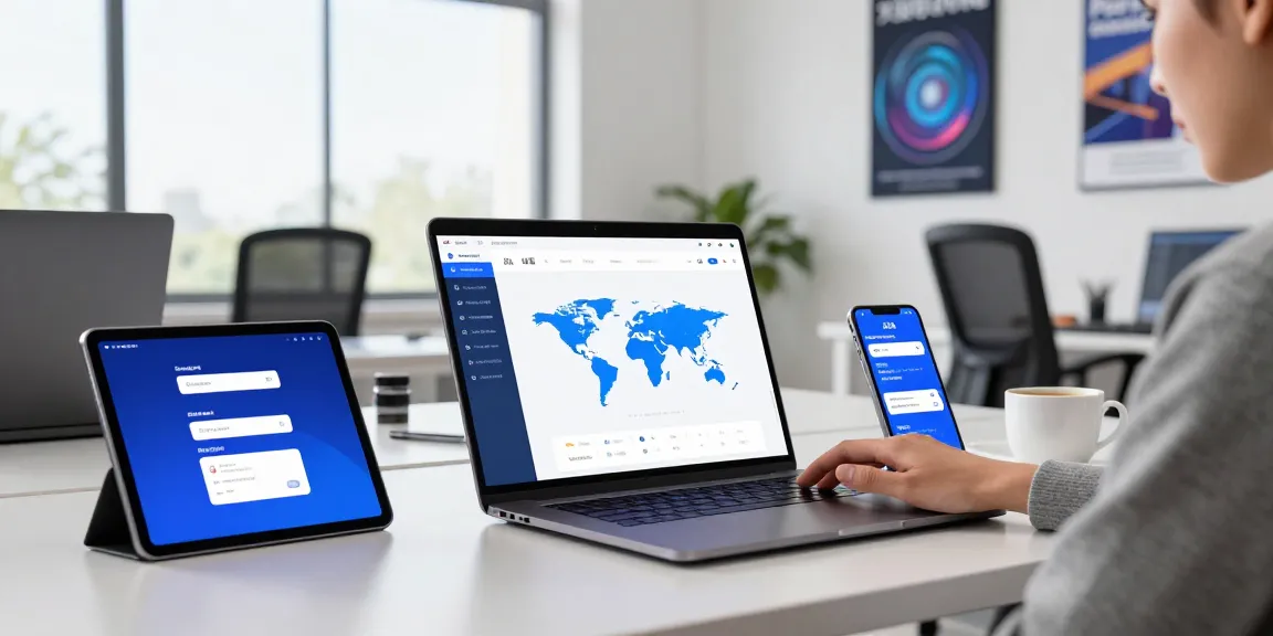 快连 network acceleration user connecting globally in a modern tech workspace.