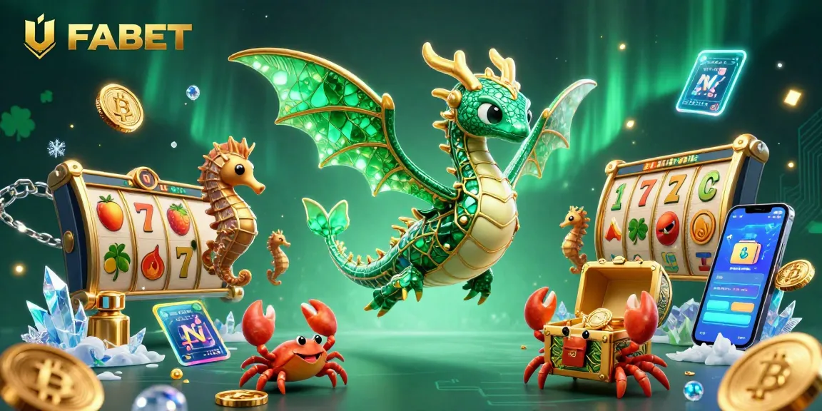 Experience thrilling wins at UFABET with an enchanting sea dragon and casino elements in a vibrant digital artwork.