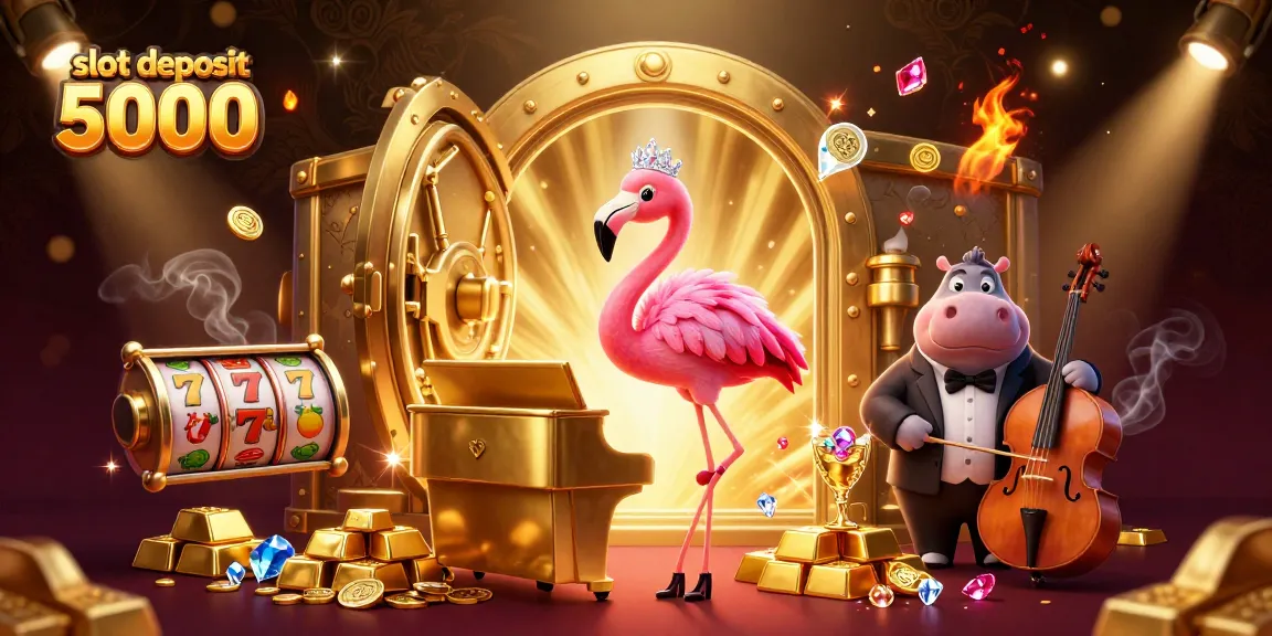 Engaging casino illustration for slot deposit 5000 showcasing vibrant characters and dynamic gaming elements.