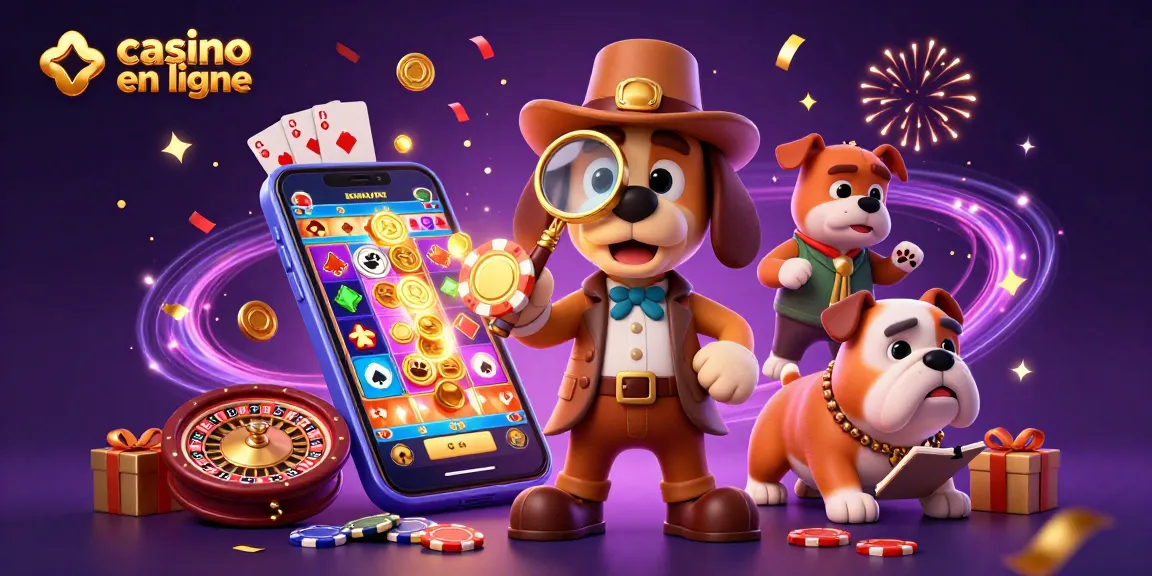 Participez à des aventures palpitantes de casino en ligne avec un détective et un compagnon découvrant des trésors.