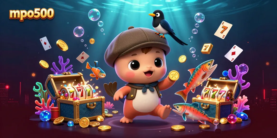 Experience the excitement of mpo500 gaming with vibrant underwater treasures, playful characters, and colorful casino elements.