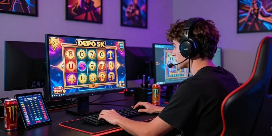 Exciting online gaming scene featuring a player engaged in slot depo 5k games with vibrant graphics and immersive atmosphere.