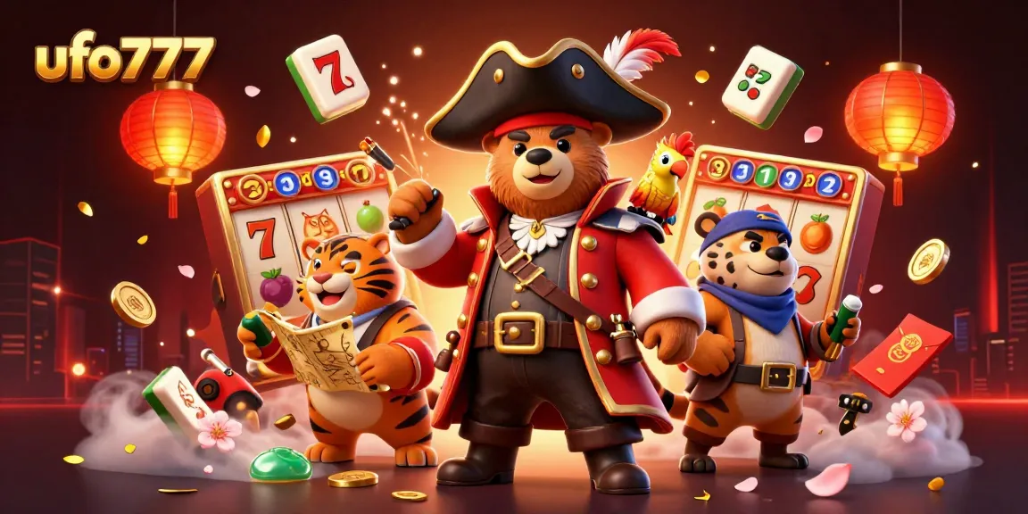 Spin jackpot reels with ufo777 elements in a vibrant cartoon pirate scene full of exciting gaming symbols.