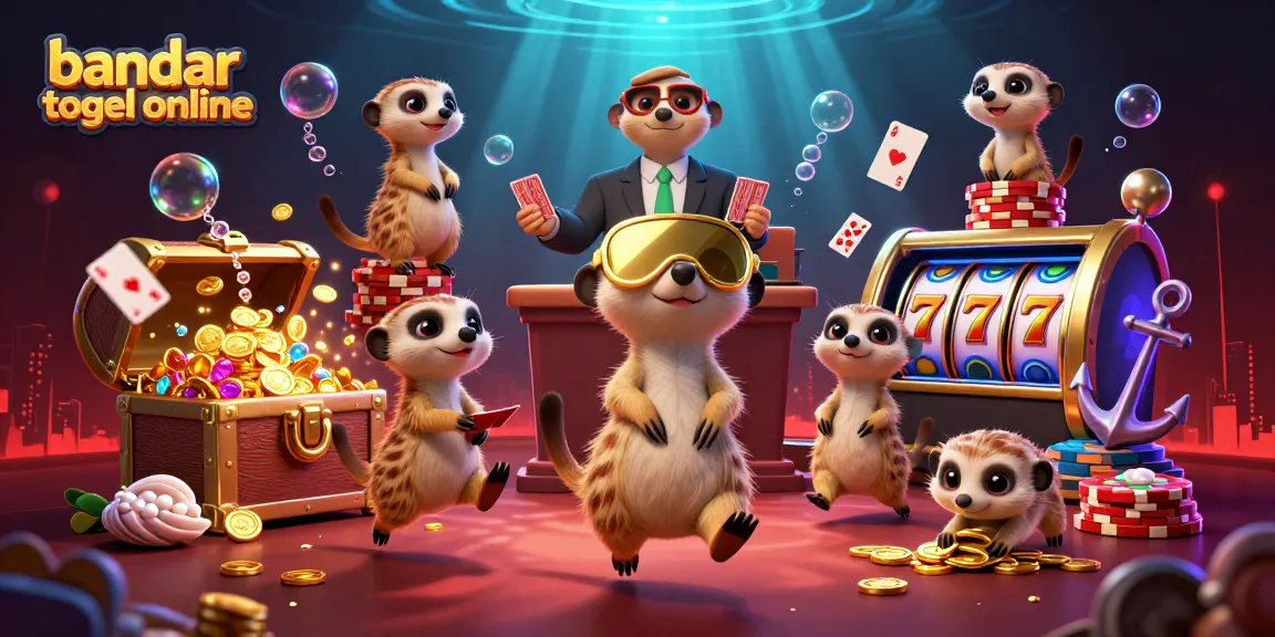Experience the excitement of bandar togel online with meerkats in a vibrant casino scene.