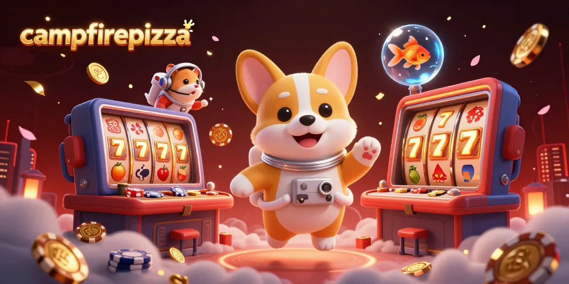 campfirepizza menghadirkan kasino virtual yang mendebarkan dengan simbol mesin slot yang mengambang.