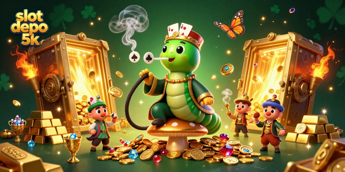 Engage with thrilling slot depo 5k action featuring vibrant 3D casino illustration of a caterpillar hookah-master.