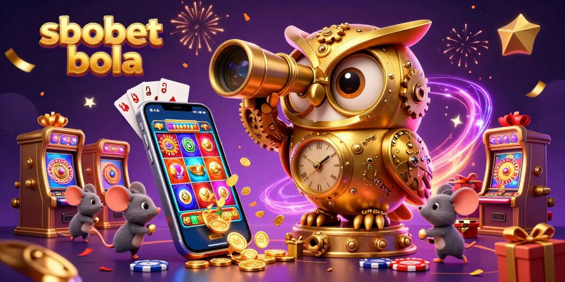 Experience sbobet bola with a colorful slot game explosion amidst a vibrant casino scene.