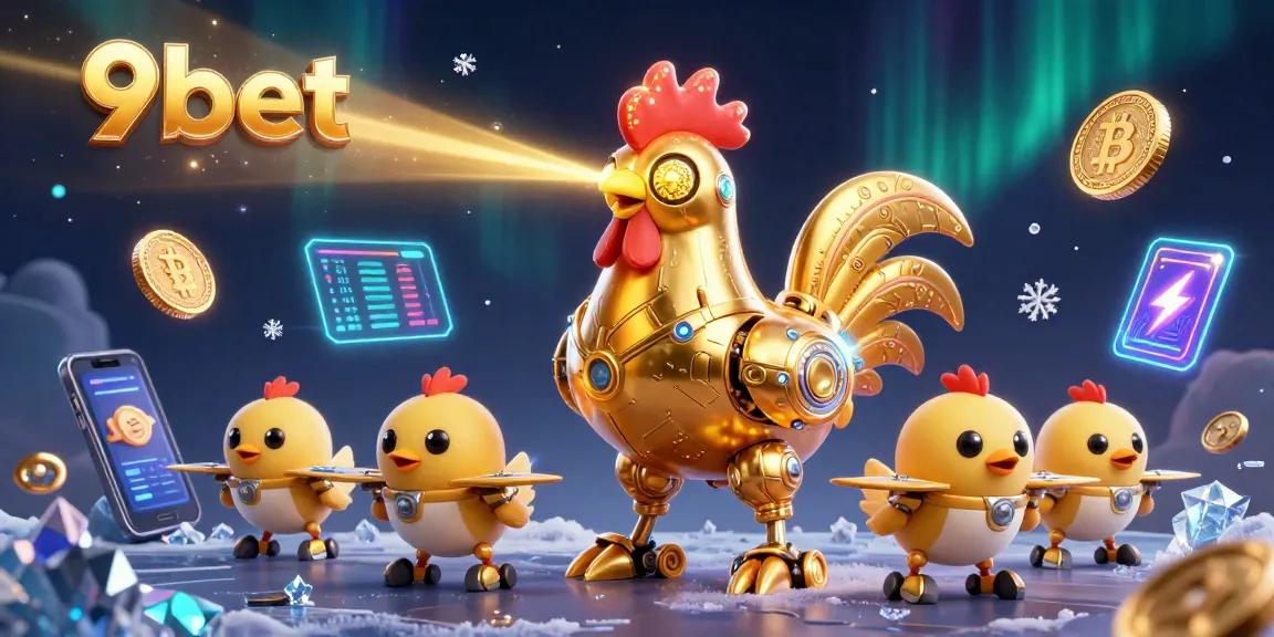 Engage with 9bet's dynamic casino world in an ultra-detailed 3D digital illustration.